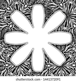 Ethnic Mandala frame decoration.Boho chic oriental motif. Black color in white background.Vector illustration.