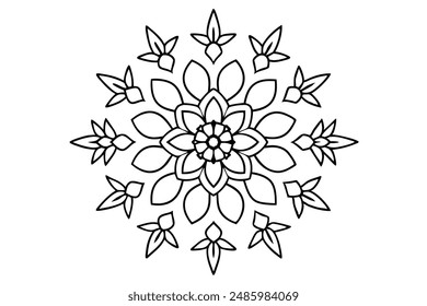 Ethnic Mandala Line Art Traditional Symbols