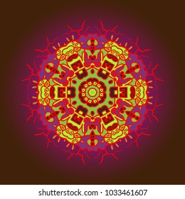 Ethnic mandala in the Mexican style. Can be used for textile, greeting card, coloring book, phone case print.

