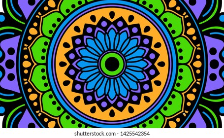 Ethnic Mandala Ornament. Arabic, Pakistan, Moroccan, Turkish, Indian, Spain motifs.