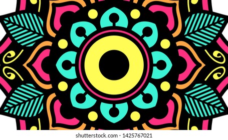 Ethnic Mandala Ornament. Arabic, Pakistan, Moroccan, Turkish, Indian, Spain motifs