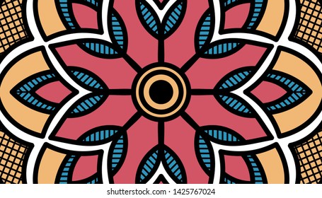 Ethnic Mandala Ornament. Arabic, Pakistan, Moroccan, Turkish, Indian, Spain motifs
