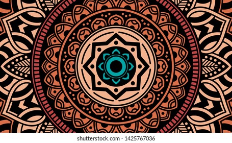 Ethnic Mandala Ornament. Arabic, Pakistan, Moroccan, Turkish, Indian, Spain motifs