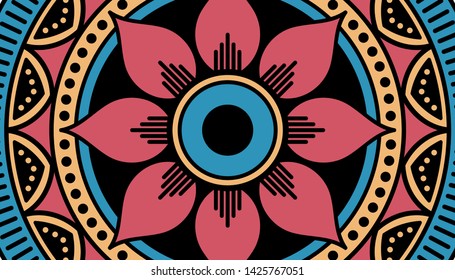 Ethnic Mandala Ornament. Arabic, Pakistan, Moroccan, Turkish, Indian, Spain motifs