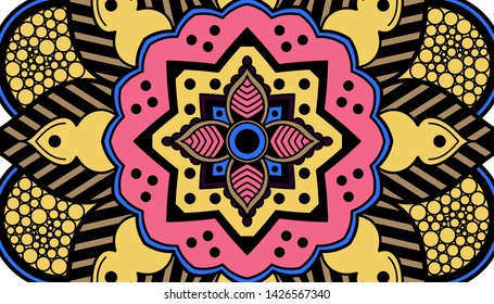 Ethnic Mandala Ornament. Arabic, Pakistan, Moroccan, Turkish, Indian, Spain motifs