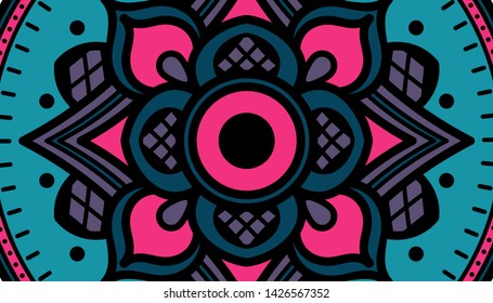 Ethnic Mandala Ornament. Arabic, Pakistan, Moroccan, Turkish, Indian, Spain motifs