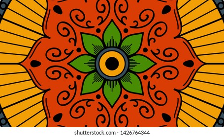 Ethnic Mandala Ornament. Arabic, Pakistan, Moroccan, Turkish, Indian, Spain motifs