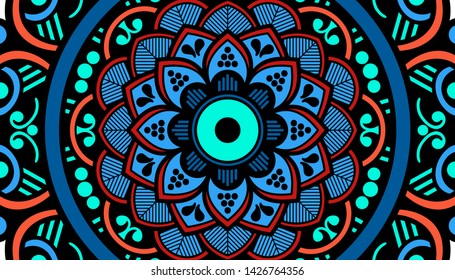 Ethnic Mandala Ornament. Arabic, Pakistan, Moroccan, Turkish, Indian, Spain motifs