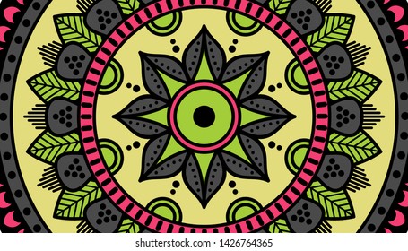Ethnic Mandala Ornament. Arabic, Pakistan, Moroccan, Turkish, Indian, Spain motifs