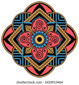 Ethnic Mandala Ornament. Arabic, Pakistan, Moroccan, Turkish, Indian, Spain motifs