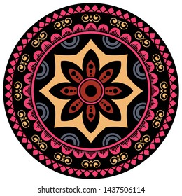 Ethnic Mandala Ornament. Arabic, Pakistan, Moroccan, Turkish, Indian, Spain motifs