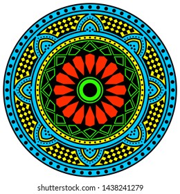 Ethnic Mandala Ornament. Arabic, Pakistan, Moroccan, Turkish, Indian, Spain motifs
