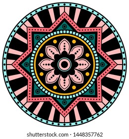 Ethnic Mandala Ornament. Arabic, Pakistan, Moroccan, Turkish, Indian, Spain motifs