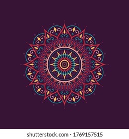 Ethnic Mandala Ornament Art or Round Ornament With Soft modern Color