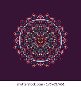 Ethnic Mandala Ornament Art or Round Ornament With Soft modern Color. Circle ornament