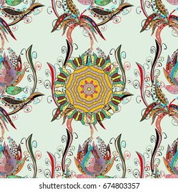 Ethnic Mandala ornament. Can be used for textile, greeting card, coloring book, phone case print. Vector Henna tattoo style. Indian floral paisley medallion pattern.