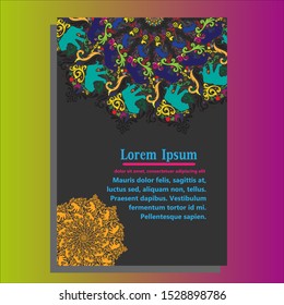 Ethnic Mandala ornament. Colorful ornamental ethnic banner set. Templates with doodle tribal mandalas. Vector illustration for congratulation or invitation.