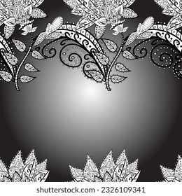 Ethnic Mandala ornament. Indian floral paisley medallion pattern. Can be used for textile, greeting card, coloring book, phone case print. Vector Henna tattoo style. Frame. Dark. Branches.