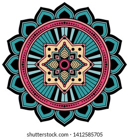 Ethnic Mandala Ornament. Islam, Arabic, Pakistan, Moroccan, Turkish, Indian, Spain motifs.
