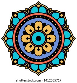 Ethnic Mandala Ornament. Islam, Arabic, Pakistan, Moroccan, Turkish, Indian, Spain motifs.