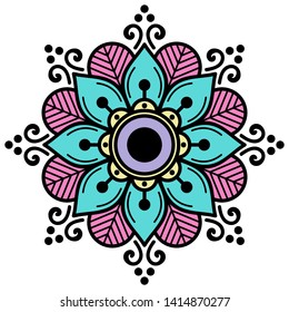 Ethnic Mandala Ornament. Islam, Arabic, Pakistan, Moroccan, Turkish, Indian, Spain motifs. 