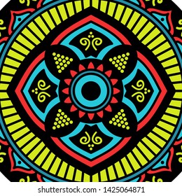 Ethnic Mandala Ornament. Islam, Arabic, Pakistan, Moroccan, Turkish, Indian, Spain motifs