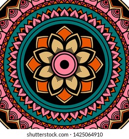 Ethnic Mandala Ornament. Islam, Arabic, Pakistan, Moroccan, Turkish, Indian, Spain motifs