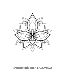 Ethnic Mandala ornament isolated on white background. Henna tattoo design. Vector illustration