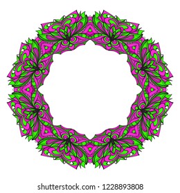 Ethnic Mandala ornament. Templates with floral frame. Vector illustration for congratulation or invitation. The front and rear side.