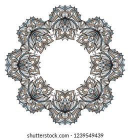 Ethnic Mandala ornament. Templates with floral frame. Vector illustration for congratulation or invitation. The front and rear side.