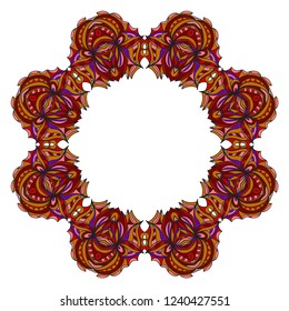 Ethnic Mandala ornament. Templates with floral frame. Vector illustration for congratulation or invitation. The front and rear side.