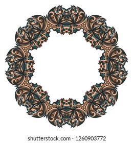 Ethnic Mandala ornament. Templates with floral frame. Vector illustration for congratulation or invitation. The front and rear side.