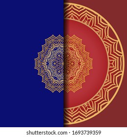 Ethnic Mandala ornament. Templates with floral frame. Vector illustration for congratulation or invitation. 