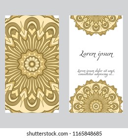 Ethnic Mandala ornament. Templates with mandalas. Vector illustration for congratulation or invitation. The front and rear side.