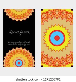 Ethnic Mandala ornament. Templates with mandalas. Vector illustration for congratulation or invitation. The front and rear side.