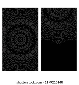 Ethnic Mandala ornament. Templates with mandalas. Vector illustration for congratulation or invitation. The front and rear side.