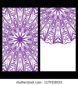 Ethnic Mandala ornament. Templates with mandalas. Vector illustration for congratulation or invitation. The front and rear side.