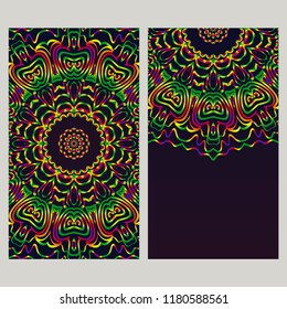 Ethnic Mandala ornament. Templates with mandalas. Vector illustration for congratulation or invitation. The front and rear side.