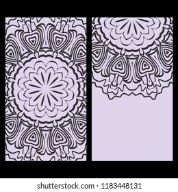 Ethnic Mandala ornament. Templates with mandalas. Vector illustration for congratulation or invitation. The front and rear side