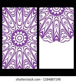 Ethnic Mandala ornament. Templates with mandalas. Vector illustration for congratulation or invitation. The front and rear side.