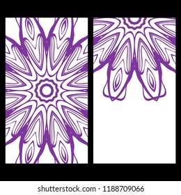 Ethnic Mandala ornament. Templates with mandalas. Vector illustration for congratulation or invitation. The front and rear side.
