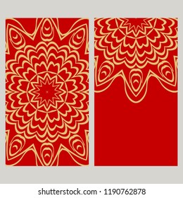 Ethnic Mandala ornament. Templates with mandalas. Vector illustration for congratulation or invitation. The front and rear side.