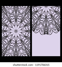 Ethnic Mandala ornament. Templates with mandalas. Vector illustration for congratulation or invitation. The front and rear side.