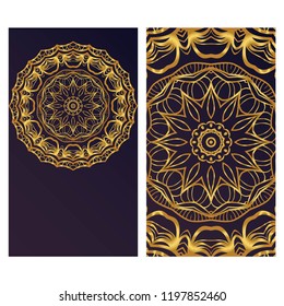 Ethnic Mandala ornament. Templates with mandalas. Vector illustration for congratulation or invitation. The front and rear side.