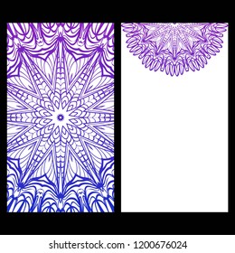 Ethnic Mandala ornament. Templates with mandalas. Vector illustration for congratulation or invitation. The front and rear side.