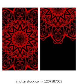 Ethnic Mandala ornament. Templates with mandalas. Vector illustration for congratulation or invitation. The front and rear side.