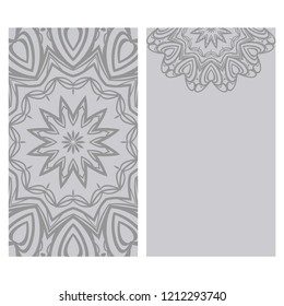Ethnic Mandala ornament. Templates with mandalas. Vector illustration for congratulation or invitation. The front and rear side.