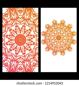 Ethnic Mandala ornament. Templates with mandalas. Vector illustration for congratulation or invitation. The front and rear side.