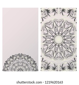 Ethnic Mandala ornament. Templates with mandalas. Vector illustration for congratulation or invitation. The front and rear side.