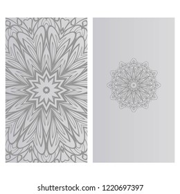 Ethnic Mandala ornament. Templates with mandalas. Vector illustration for congratulation or invitation. The front and rear side.